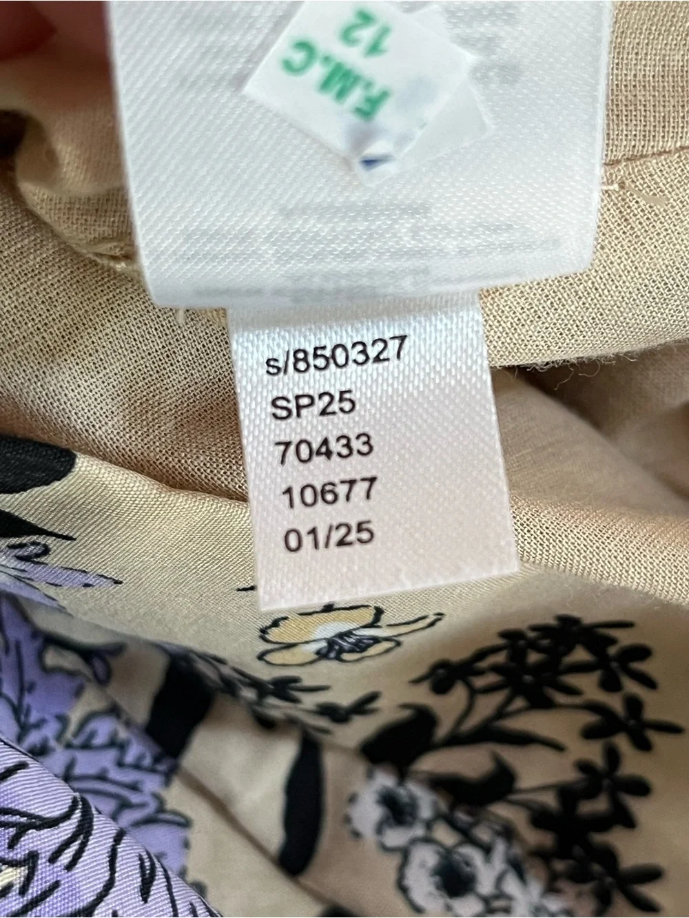 Ann Taylor A-Line Midi Skirt Pockets Floral Cotton Beige Purple Women's 16 NWOT
